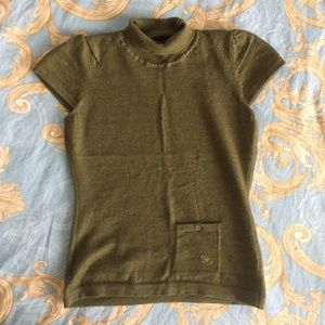 Burberry cashmere green turtleneck shirt XS